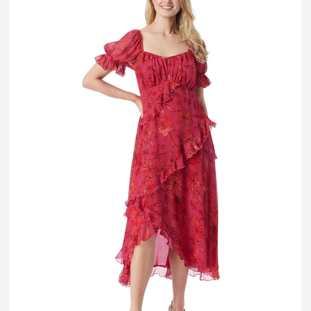 Jessica Simpson Red Ruffled Off-Shoulder Maxi Dress - Picture 3 of 6